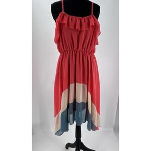 Urban Mango Strappy Hi Low Colorblock Sundress L Asymmetrical Resort Beach